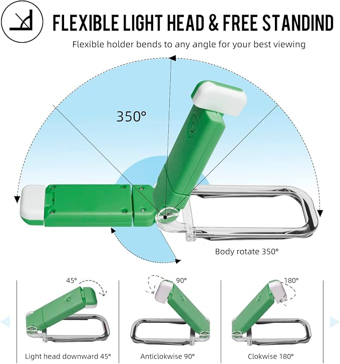 EGWASER Book Light for Reading in Bed, USB Rechargeable Clip on Book Lights - Image 4