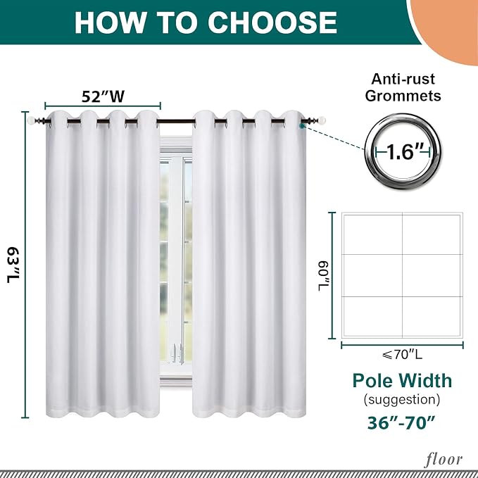 Diraysid 100% Blackout Curtains White Linen Curtains - Image 4