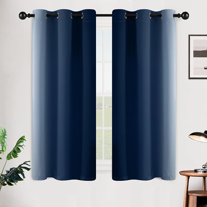 SimpleHome Ombre Blue to Grey White Curtains - Image 2