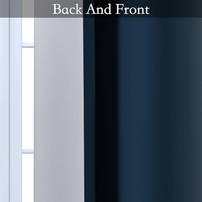 SimpleHome Ombre Navy Blue to Grey White Curtains - Image 5