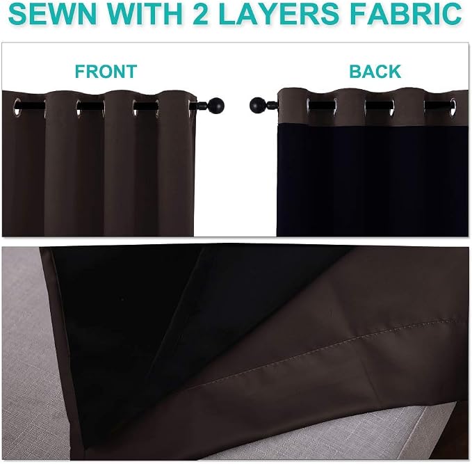 NICETOWN 100% Blackout Curtains 45 inches Long, 1 Pair, 42 inches Width Each - Image 6