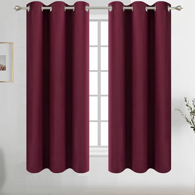 Diraysid Burgundy Red Grommet Blackout Curtains - Image 2