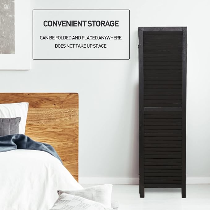 6 Panel Room Divider, Freestanding Wooden Privacy Scree | Durable paulownia wood - Image 4
