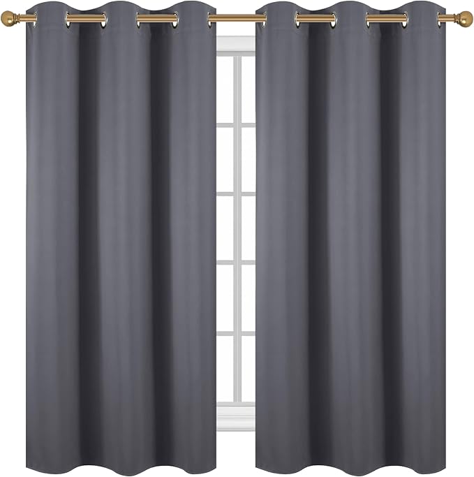 Diraysid Dark Grey Grommet Blackout Curtains - Image 2