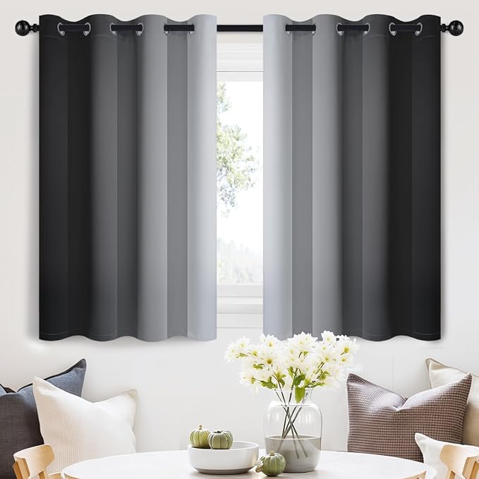 SimpleHome Ombre Curtains Black to Grey White by SimpleHome