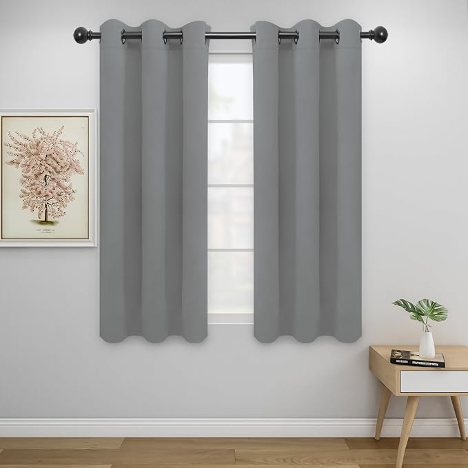 Easy-Going Thermal Grommet Blackout Curtains, 2 Panels 34x54 in, Light Gray | by Easy-Going