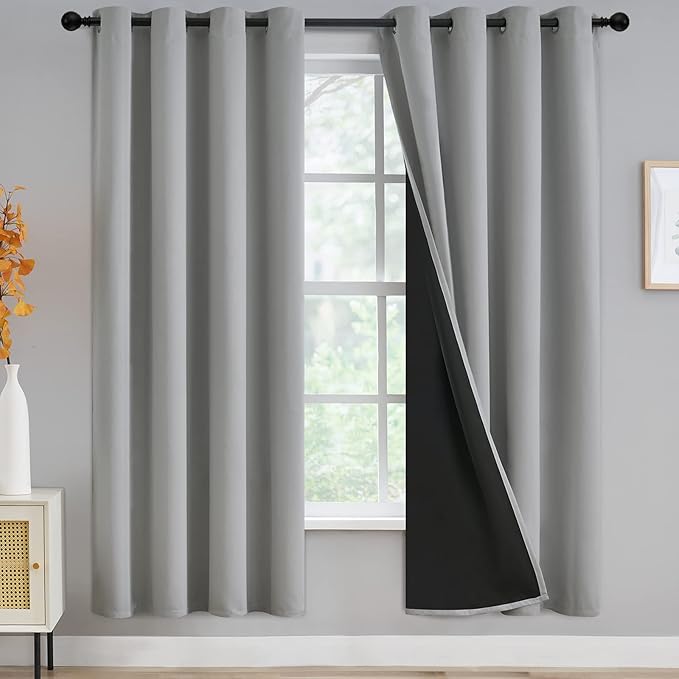 Yakamok Light Grey Blackout Curtains 72 inches Long by Yakamok