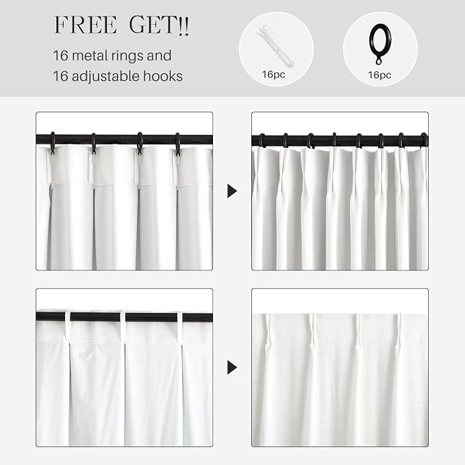 Pinch Pleated Linen Curtains 100% Blackout 84 Inches Long - Image 7