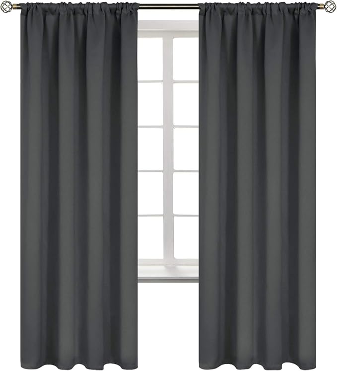 BGment Rod Pocket Grey Blackout Curtains 72 Inches Long by BGment
