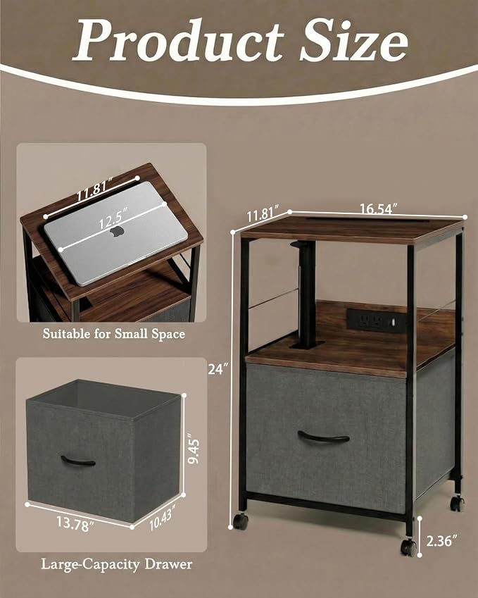 Faesun Swivel Lift Top Nightstand - Image 2