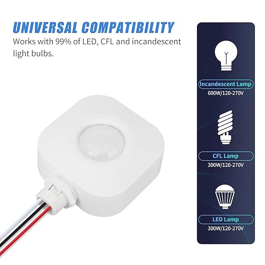 ECOELER Ceiling Occupancy Motion Sensor Switch, High Bay Fixture Mount 360° Ceiling Automatic Light Switch, 120/277VAC, UL, FCC Approved Passive Infrared Sensor, Neutral Wire Required