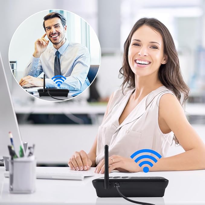 Wuloo Intercoms Wireless for Home 1 Mile Range 22 Channel 100 Digital Code Display Screen, Wireless Intercom System for Home House Business Office, Room to Room Intercom Communication(4Stations Black)