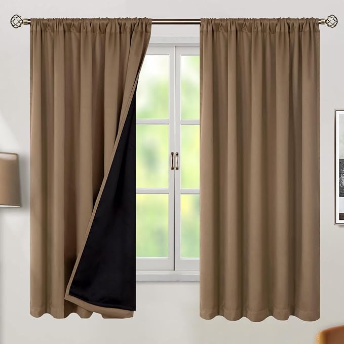 BGment 100% Room Darkening Thermal Insulated Blackout Curtains 63 Inches Long - Image 2