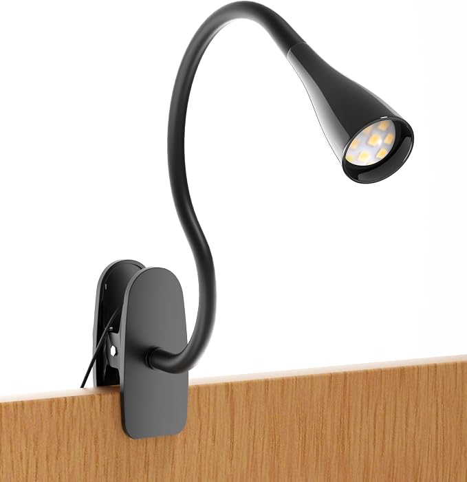 Book Light for Reading in Bed, Eye-Caring LED Reading Light, 360° Flexible Clip by TOPMB