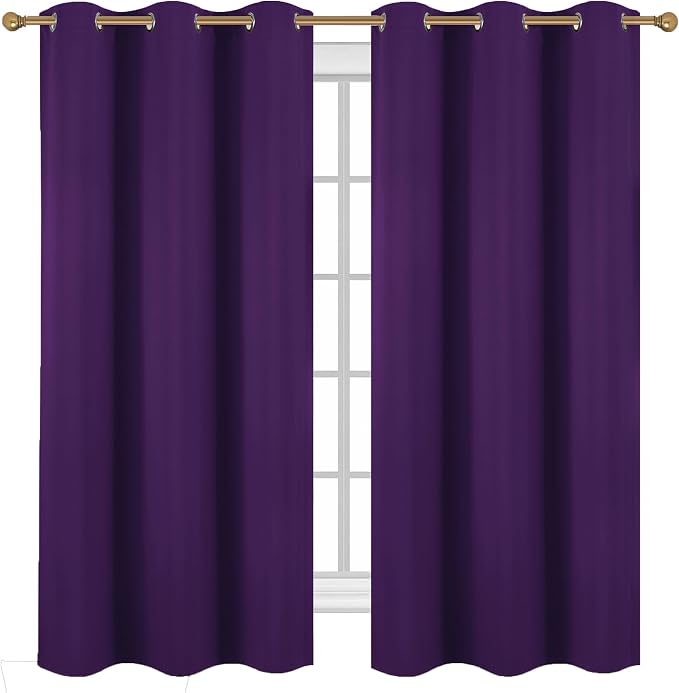 Diraysid Purple Grommet Blackout Curtains - Image 2
