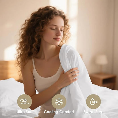 Full Sheet Set - 4 Piece Silky Ultra Soft Breathable Bed Sheet Set, 16" Deep Pocket for Mattress,Hotel Luxury Clearance Full Size Sheet Sets & Wrinkle Free,Easy Care Cooling Bedding Sheets（White）