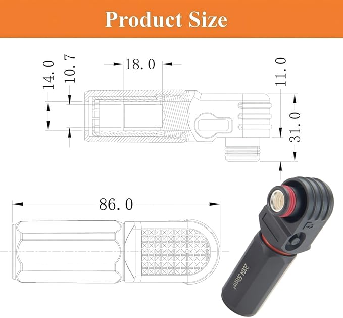 Right Angle Energy Storage System Power Connector IP67 Waterproof 200A 50mm² Single Core HV Battery Storage Plug,1PC (Black, 200A)