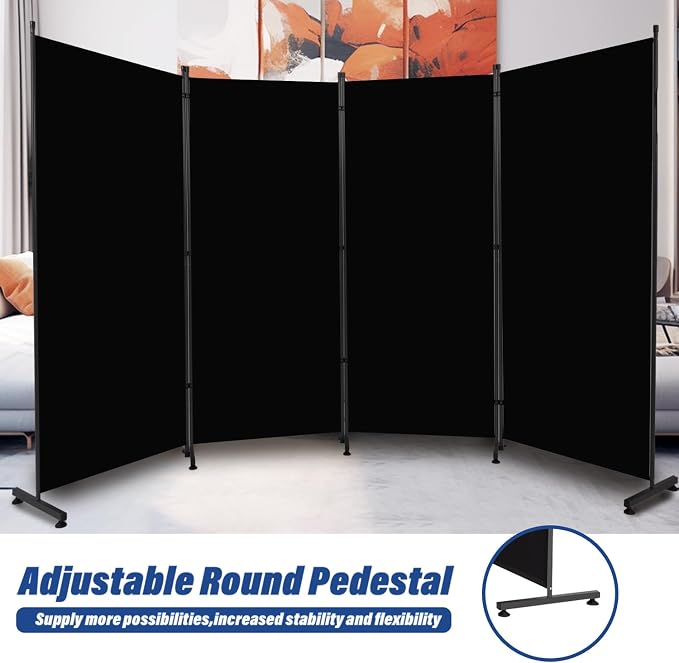 4 Panel Folding Room Divider, Privacy Screen Freestanding Space Separator | 6ft - Image 2