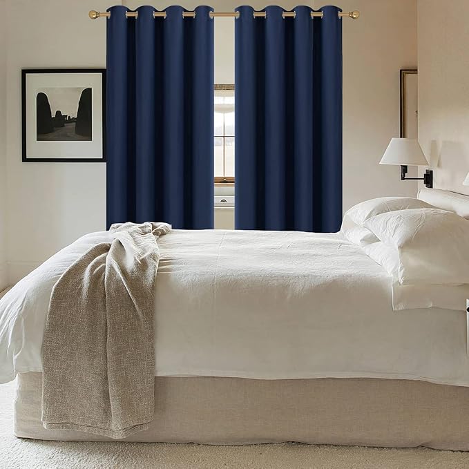 Diraysid Navy Blue Grommet Blackout Curtains - Image 8