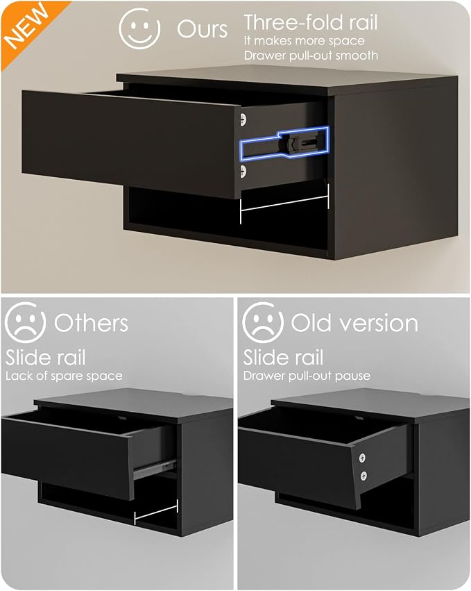 Modern Black Floating Nightstand - Image 5