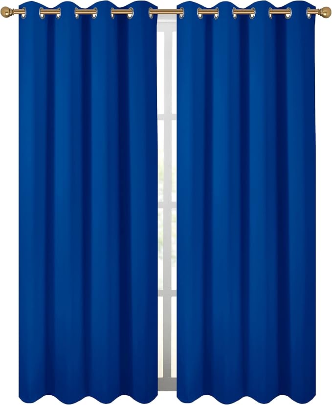 Diraysid Royal Blue Grommet Blackout Curtains - Image 2