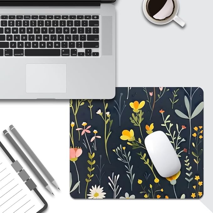 Dreamy Floral Pattern Square Mouse pad, Texture, Waterproof, Anti Slip Rubber Base, Computer Mouse pad, Laptop Mouse pad