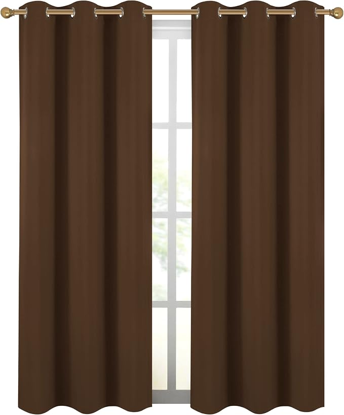 Diraysid Chocolate Brown Grommet Blackout Curtains - Image 2