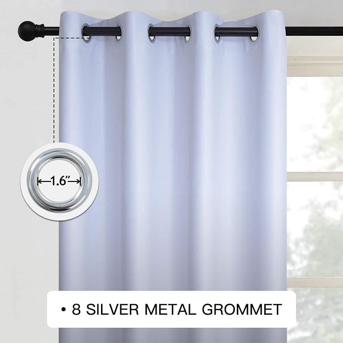 COSVIYA Grommet Ombre Room Darkening Curtains 63 inch Length 2 Panels, Gradient - Image 2
