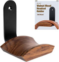Mt.Jun Walnut Wood Headphone Wall Mount Holder, with VHB Adhesive Tape and Screw, Holds 10 lbs (Black & Walnut Wood)