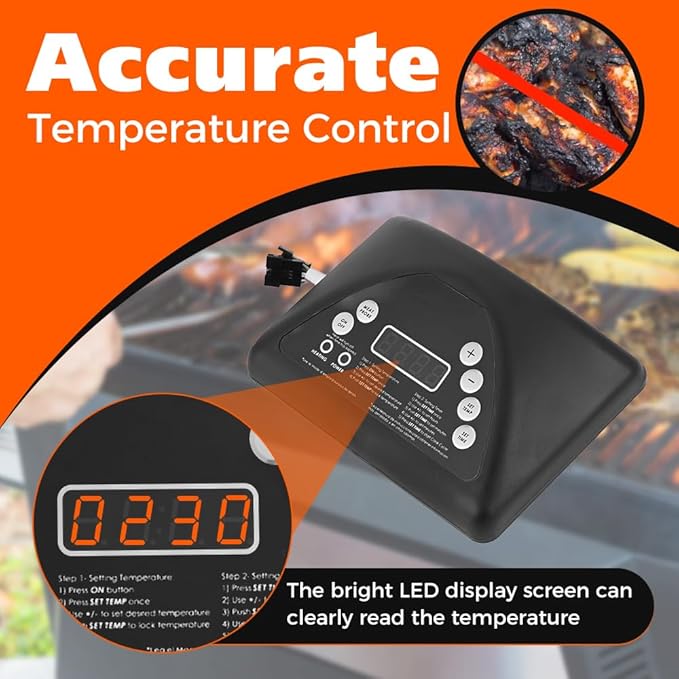 TEENGSE 9907100008 Smoker Thermostat Digital Control Panel Kit, Compatible with Masterbuilt 20071914/20071814/20070511 Top Controller Panel Electric Smoker