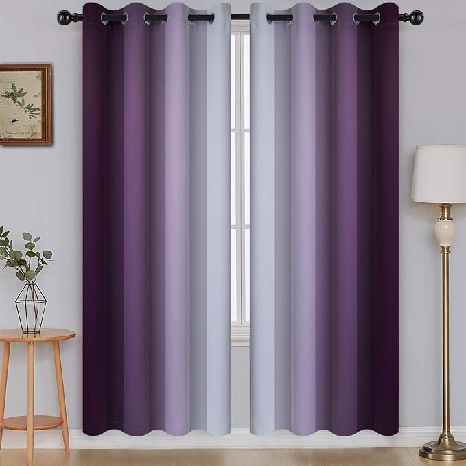 SimpleHome Ombre Purple to Grey White Curtains by SimpleHome