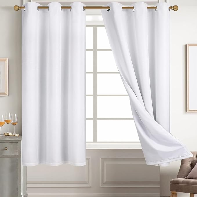 Diraysid 100% Blackout Curtains White Linen Curtains - Image 6