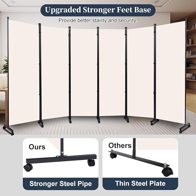 Room Divider 6 Panel-132''Wide Folding Privacy Screen, Large Partition Wall | - Image 2
