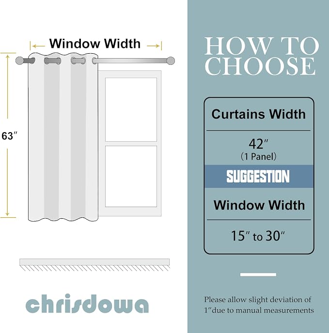 ChrisDowa Blackout Curtains Door Curtain 63 Inch Length Closet Drapes | 42W x - Image 5