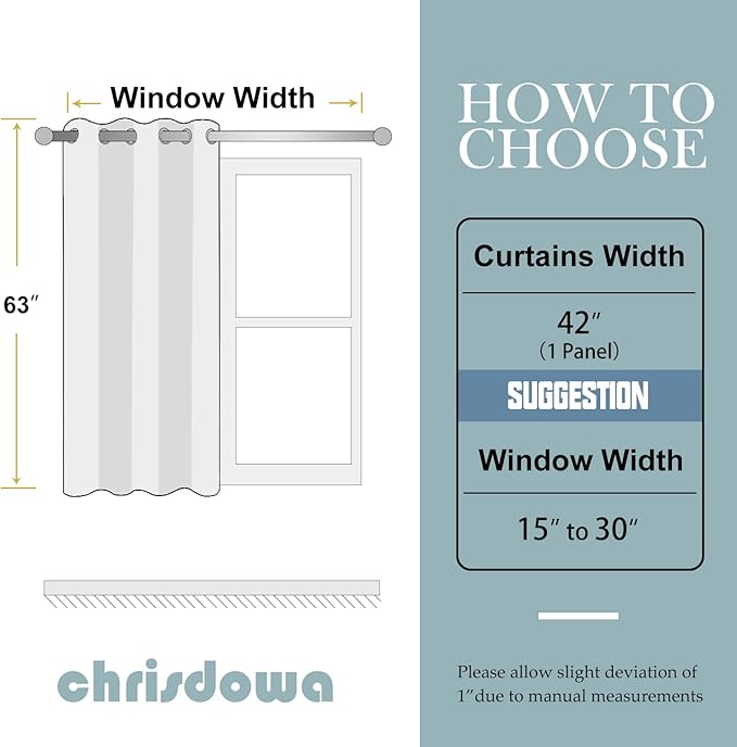 ChrisDowa Blackout Curtains Door Curtain 63 Inch Length Closet Drapes | 42W x - Image 5