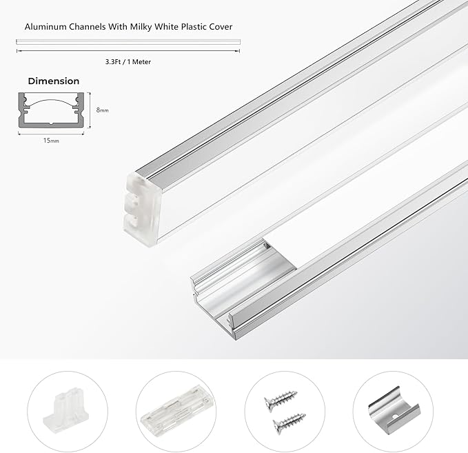 VST Under Cabinet Lighting, Work with Touch Switch – Solderless Linkable Gapless Under Counter Lights for Kitchen Liquor Cabinet Closets (6 Lights Bar Kit)