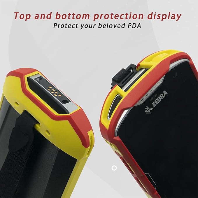 Protective Cover Bumper Case Rugged Boot with Hand Strap for Zebra TC51 TC510K TC52 TC56 TC57 (Red+Yellow)