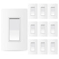 ThunderWay 3 Way Matte White Light Switch with Cover Plate, 15A 120/277 V Three Way Decorative Paddle Switches, Self-Grounding, Residential and Commercial Grade, UL Listed, 10 Pack