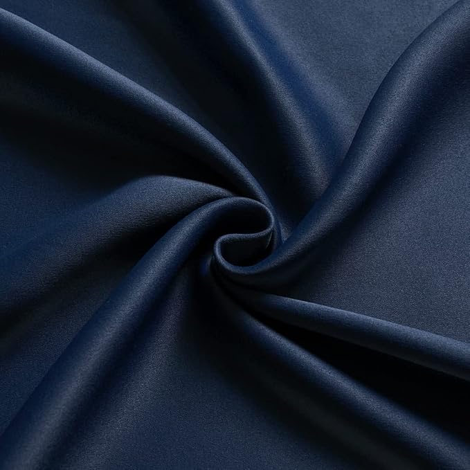 Navy Blue Black Out Curtains 63 Inch Long 2 Panels Burg, Thermal Insulated Pair - Image 7