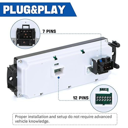 Front Climate Control Module Panel for GMC Sierra Chevy Silverado 1999-2002 599-266/15054697/ 15753264/19244873/ 9361355 Heater A/C Control Switch Air Conditioning Climate Control Module