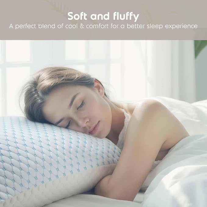 Nestl Cooling Pillow for Sleeping 2 Pack, Luxury Shredded Memory Foam Body - Image 8