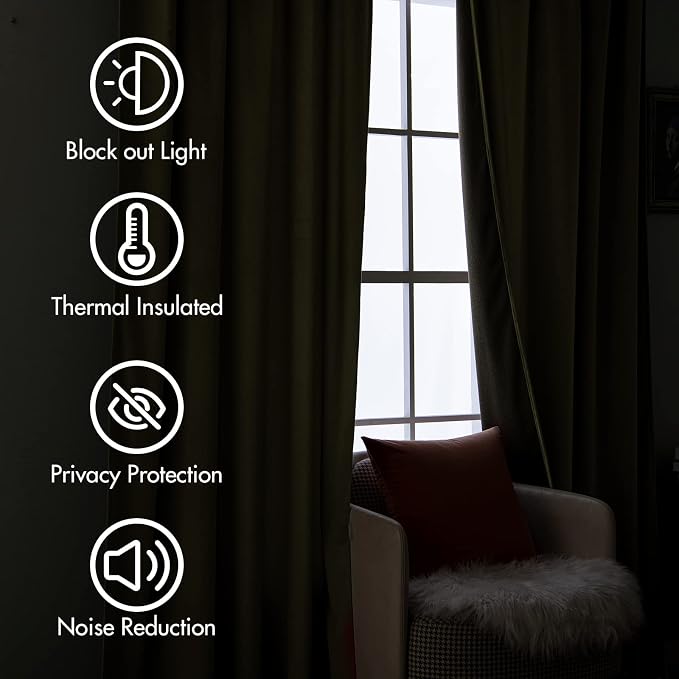 MIULEE Fall Burnt Orange Velvet Blackout Curtains Pinch Pleat 52" Wx96 L | 2 - Image 5