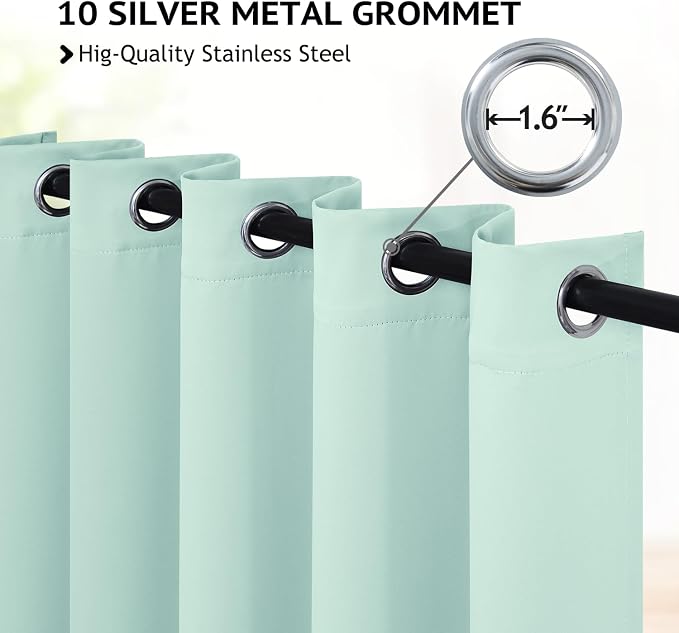 COSVIYA Grommet Room Darkening Aqua Curtains 84 inch Long - Image 2