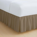 Rajlinen Ruffled Bed Skirt California King, 8 Inch Drop Dust Ruffle with Split Corners, 100% Microfiber Bedskirt with Platform, Three-Sided Coverage Ruffled Gathering Design, Taupe