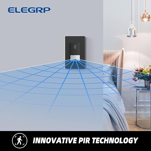 ELEGRP Matte Black Single Pole Occupancy Motion Sensor Light Switch, Need Neutral Wire, 120° Sensor Coverage PIR Infrared Motion Activated, for CFL/LED/MLV/INC/HAL/Fan, UL,10 Pack
