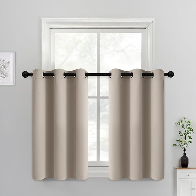 Yakamok Blackout Curtains 38x36 inch Natural Thermal Drapes-Kitchen | 2 panels by Yakamok