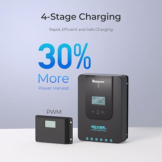 Renogy Solar Charge Controller Rover 20A 12V24V Auto DC Input MPPT Charge Controllers for Solar Panels Adjustable LCD for Gel Sealed Flooded Lithium Batteries