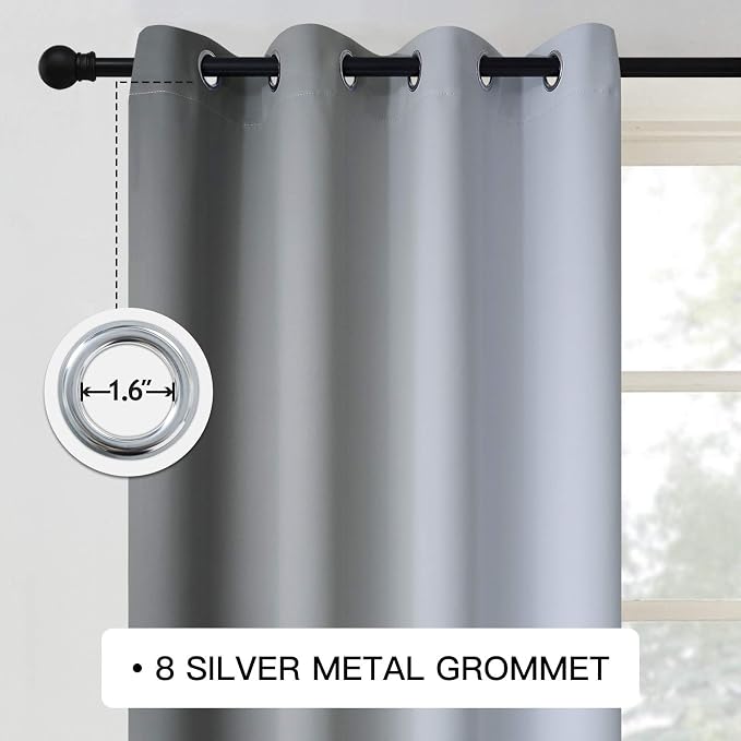 COSVIYA Curtains & Drapes Grommet Ombre Grey/Gray Curtains W52 x L72 Inch | - Image 3