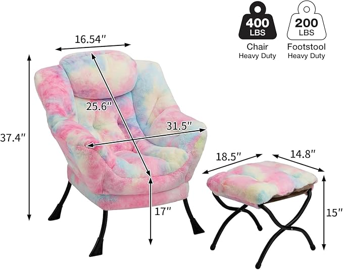 HollyHOME Lazy Chair with Foldable Ottoman, Accent Comfy Lounge Armchair and - Image 3