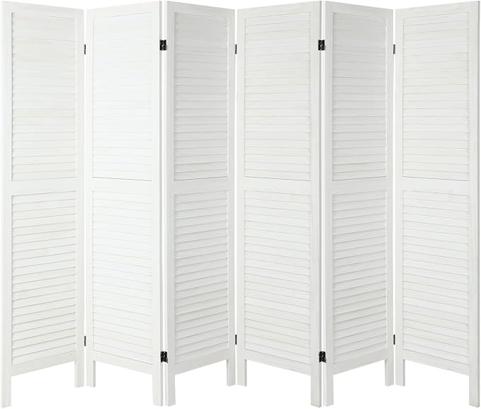 6 Panel Room Divider, Freestanding Wooden Privacy Scree | Durable paulownia wood by Unknown